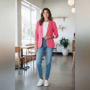 TALBOTS Pink Polka Dot Women's Blazer SIZE LP